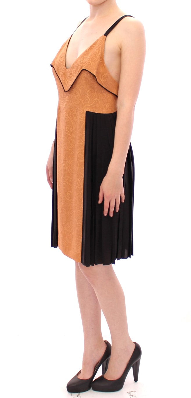 FILOS Silk Bronze & Black Sleeveless Sheath Women's Dress