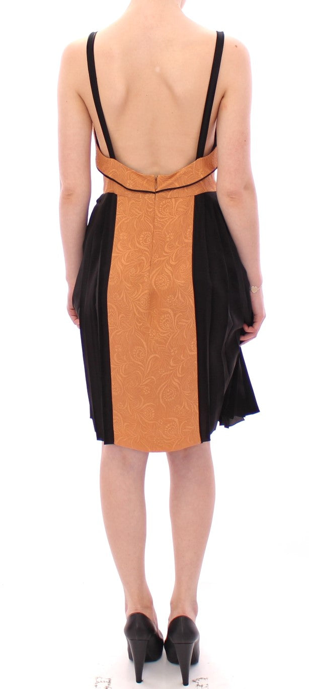 FILOS Silk Bronze & Black Sleeveless Sheath Women's Dress
