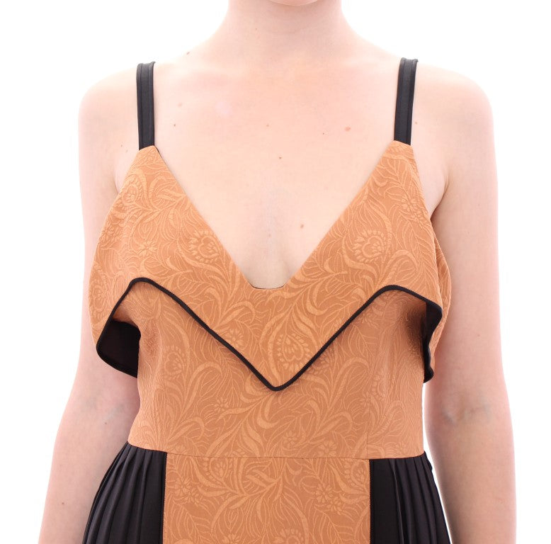FILOS Silk Bronze & Black Sleeveless Sheath Women's Dress
