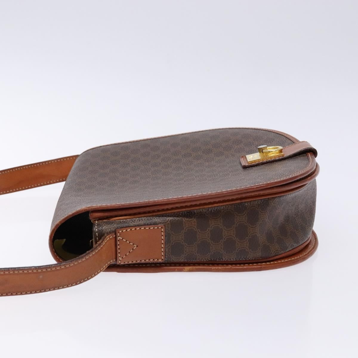 Celine Macadam Shoulder Pvc Leather Brown Canvas Bag (Pre-Owned)