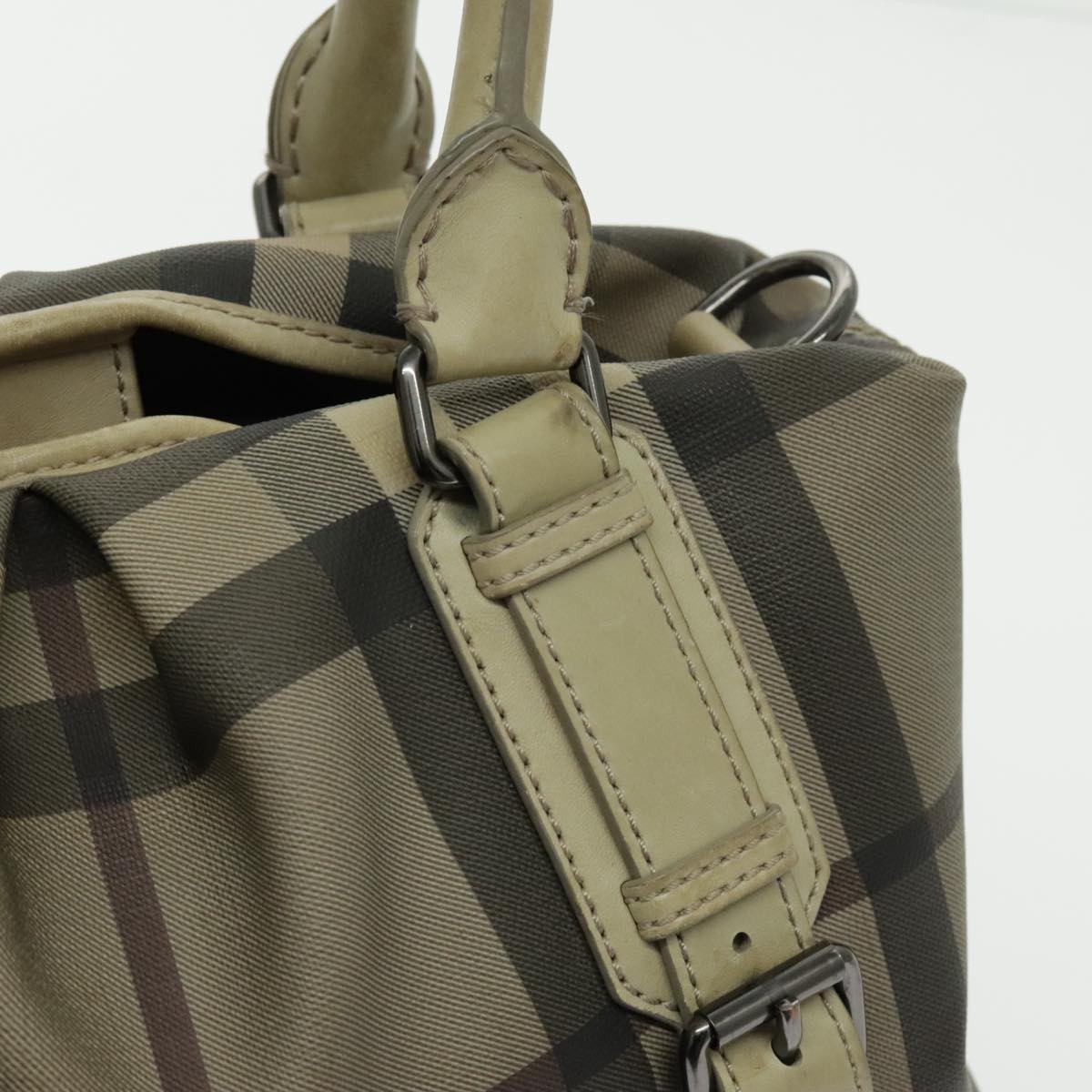 Burberry Nova Check Beige Canvas Handbag (Pre-Owned)