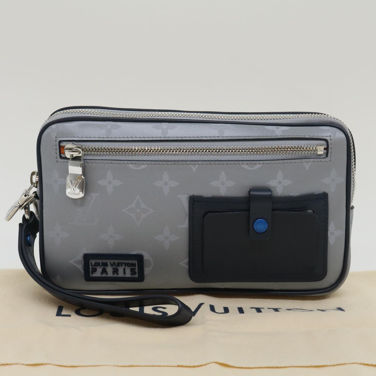Louis Vuitton Satellite Silver Canvas Clutch Bag (Pre-Owned)