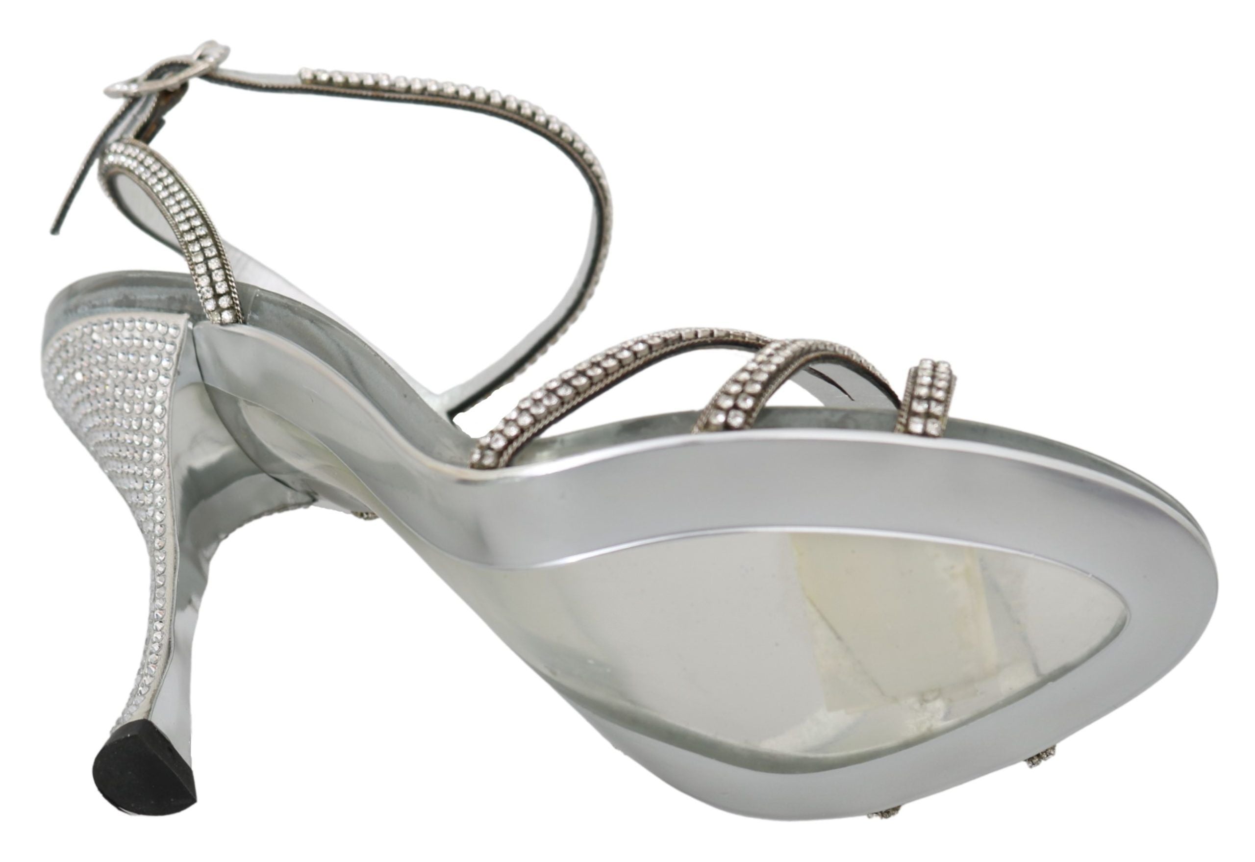 Dolce & Gabbana Silver Crystal Ankle Strap Sandals Women's Shoes