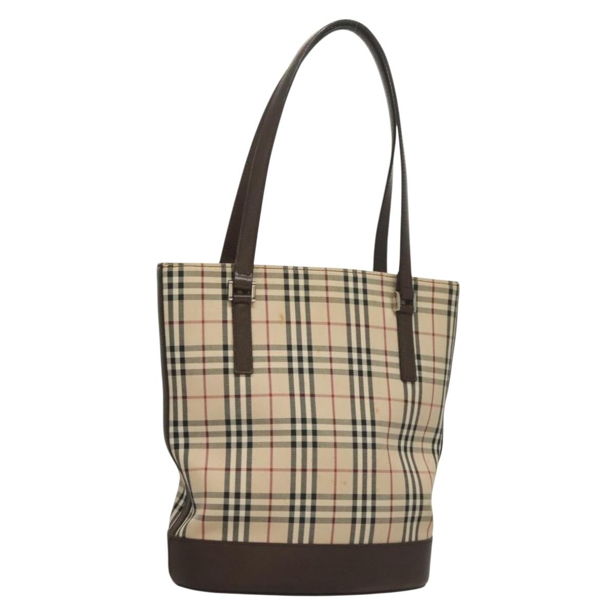 Burberry Nova Check Tote Canvas Check Pattern Beige Canvas Tote Bag Bag (Pre-Owned)