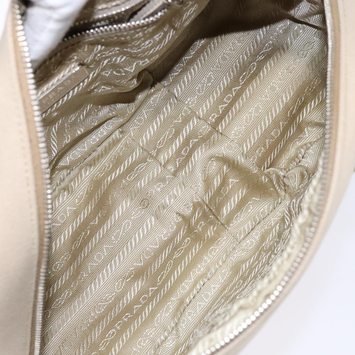 Prada Bauletto Canvas With Leather Beige Canvas Bag (Pre-Owned)