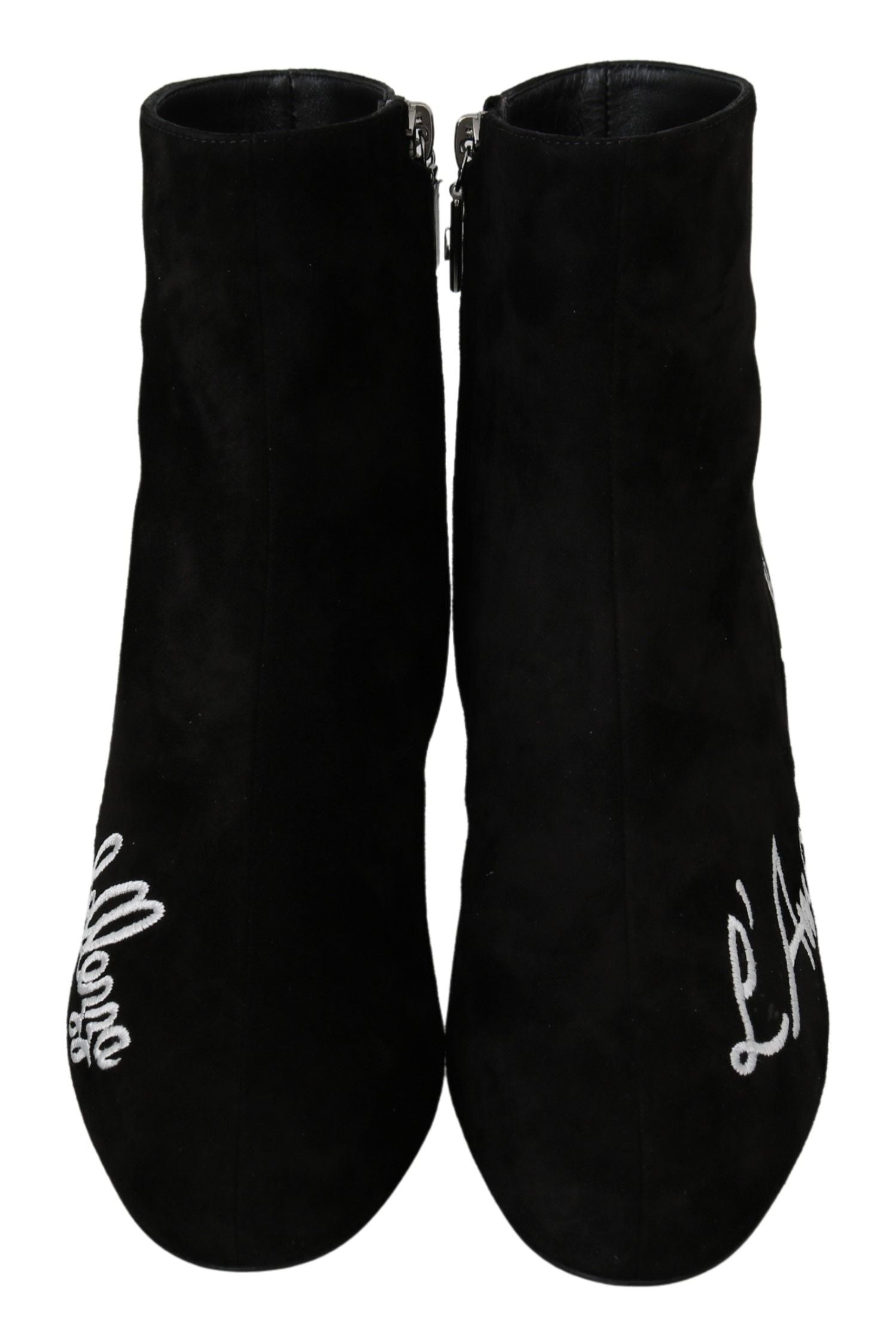 Dolce & Gabbana Black Suede L'Amore E'Bellezza Boots Women's Shoes