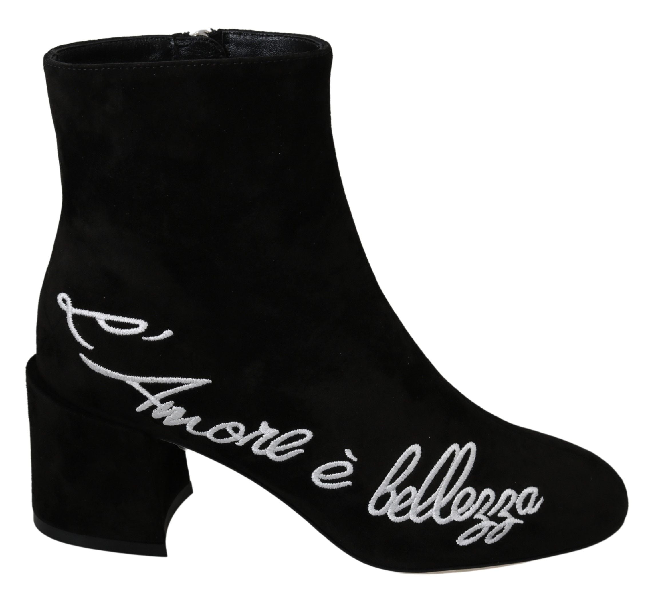 Dolce & Gabbana Black Suede L'Amore E'Bellezza Boots Women's Shoes
