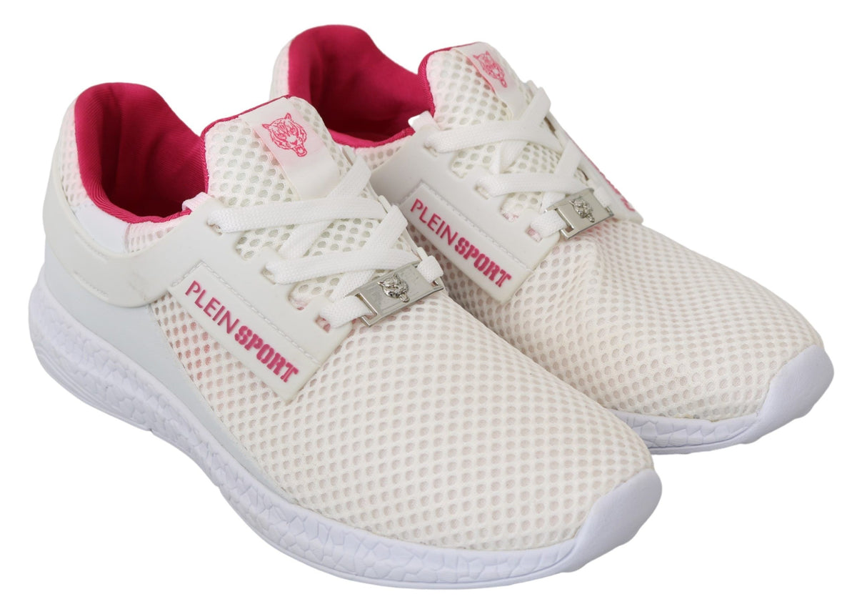 Philipp Plein White Pink Polyester Becky Sneakers Women's Shoes