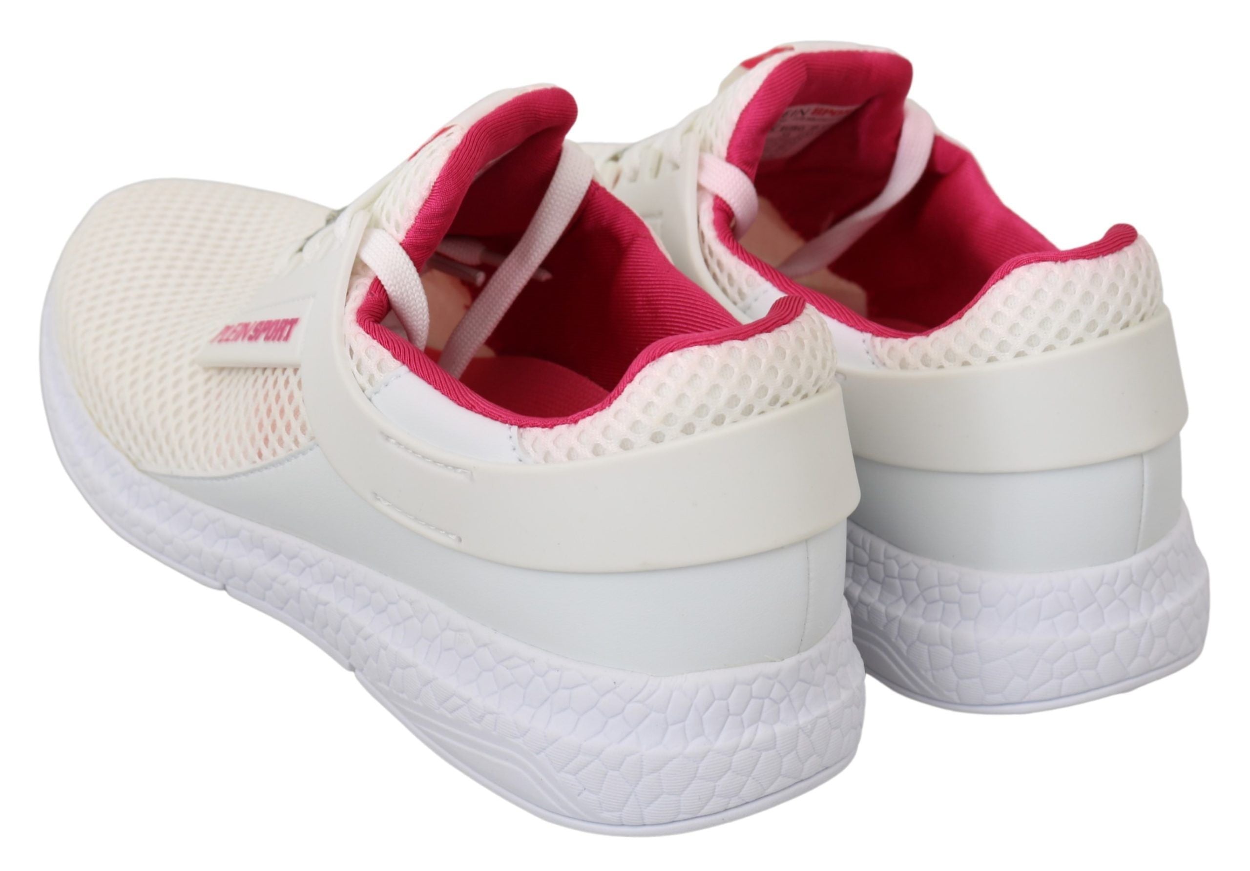 Philipp Plein White Pink Polyester Becky Sneakers Women's Shoes