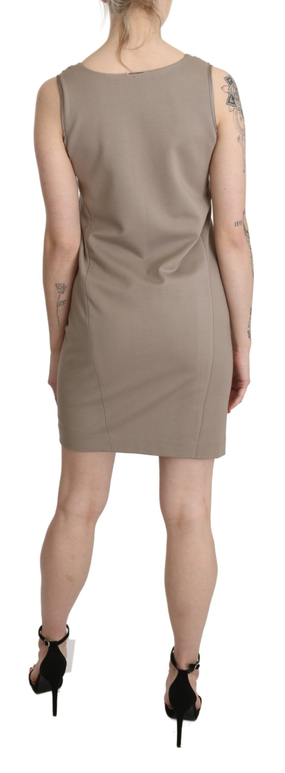 Liu Jo Brown Sequined V-neck Sleeveless Sheath Mini Women's Dress