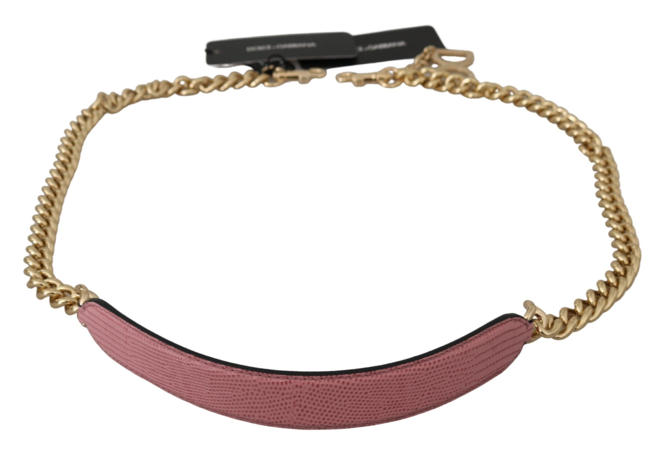 Dolce & Gabbana Elegant Pink Gold Leather Shoulder Women's Strap