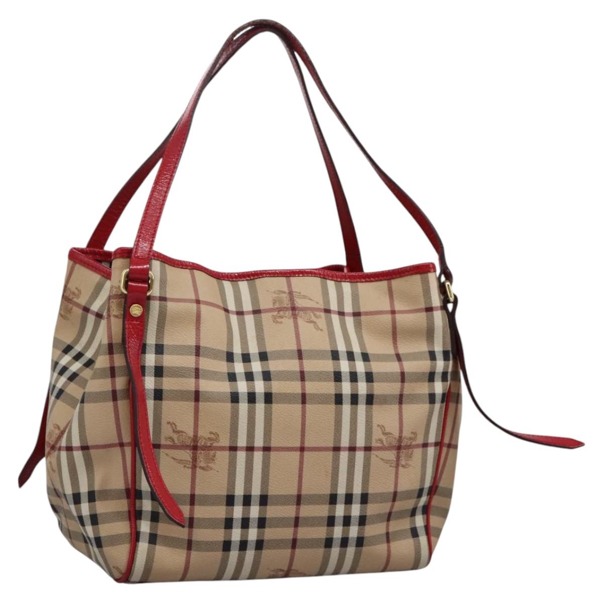 Burberry Nova Check Beige Canvas Shoulder Bag (Pre-Owned)