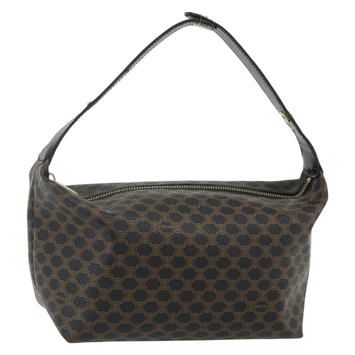Celine Vintage Macadam Macadam Canva Vinyl Black Canvas Handbag (Pre-Owned)