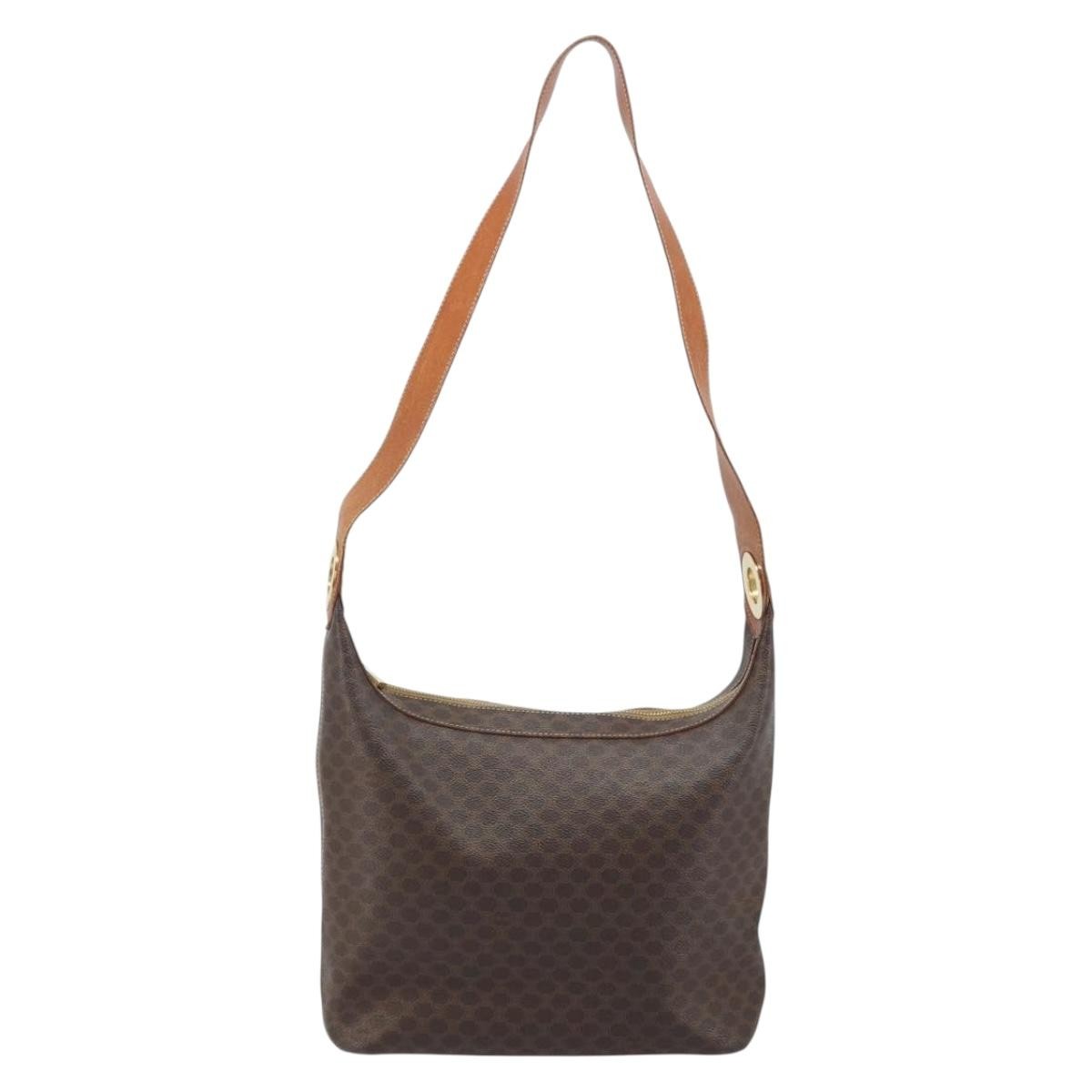 Celine Vintage Macadam Canvas And Leather Brown Canvas Shoulder Bag Bag (Pre-Owned)