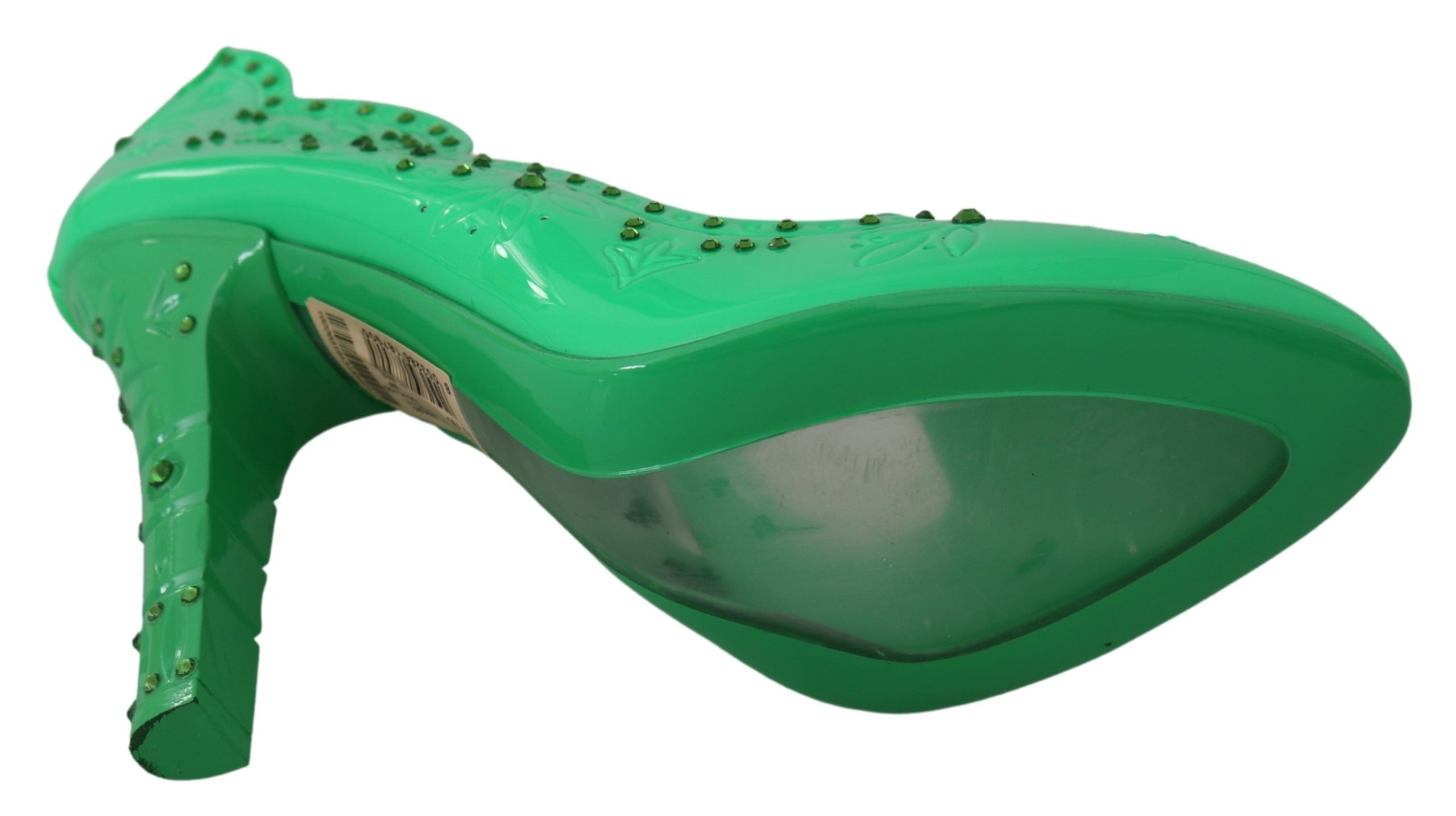 Dolce & Gabbana Green Crystal Floral Heels CINDERELLA Women's Shoes