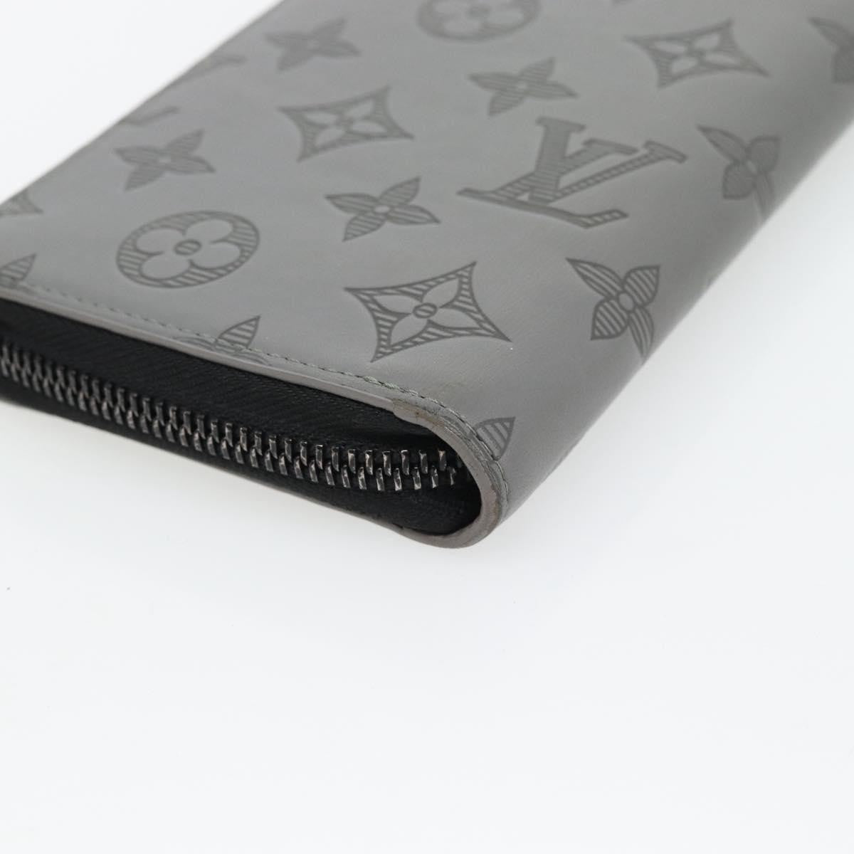 Louis Vuitton Zippy Wallet Vertical Monogram Shadow Leather Gray Leather Wallets Accessory (Pre-Owned)