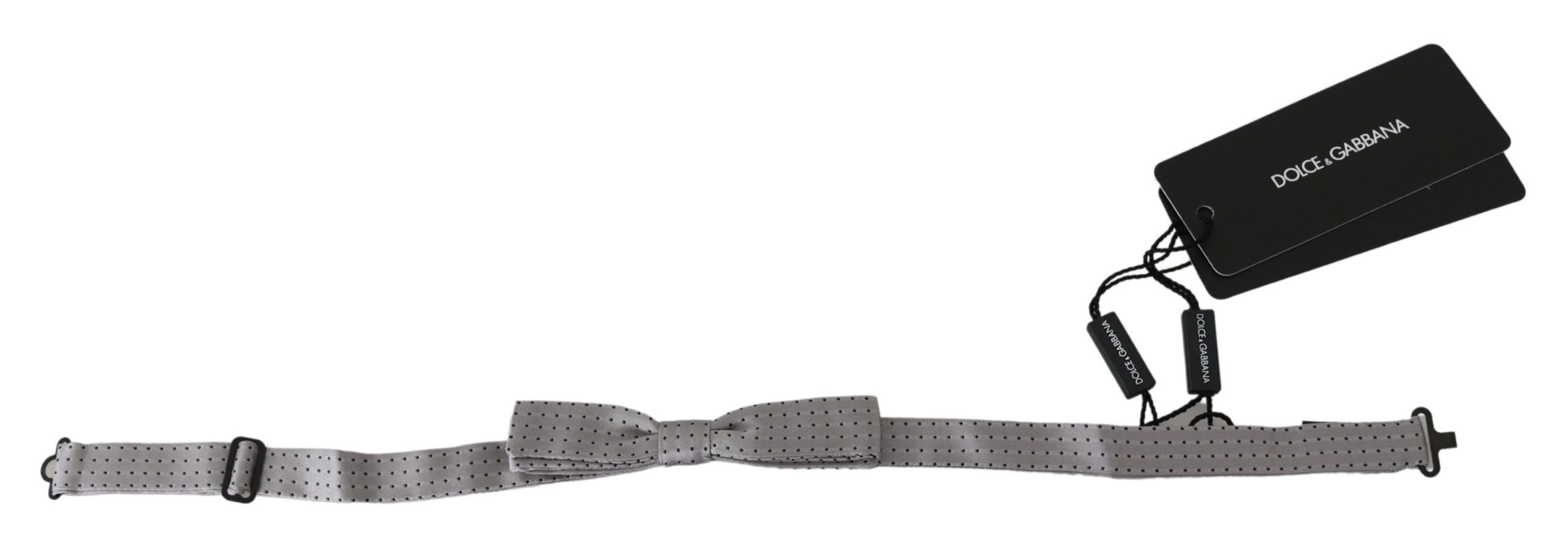 Dolce & Gabbana Elegant Silk Gray Polka Dot Bow Men's Tie