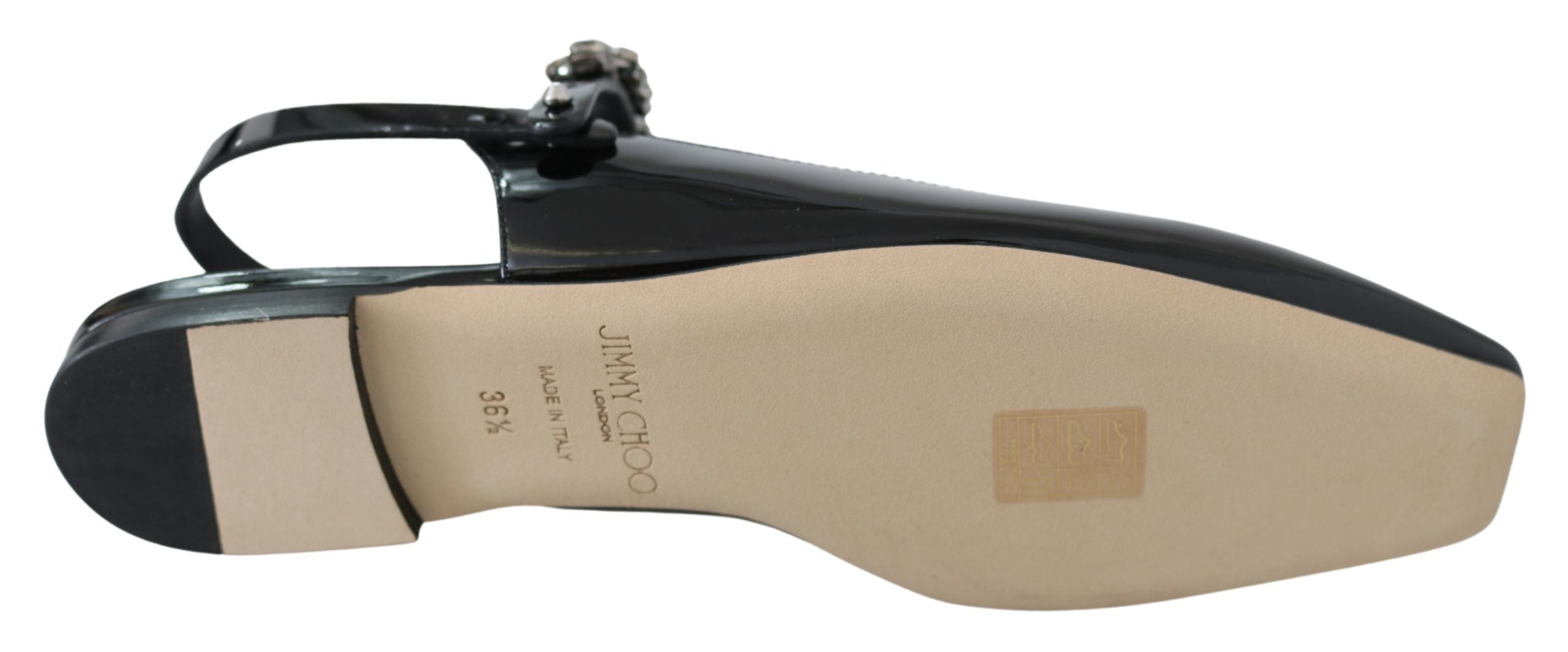 Jimmy Choo Black Patent Leather Mahdis Flat Women's Shoes