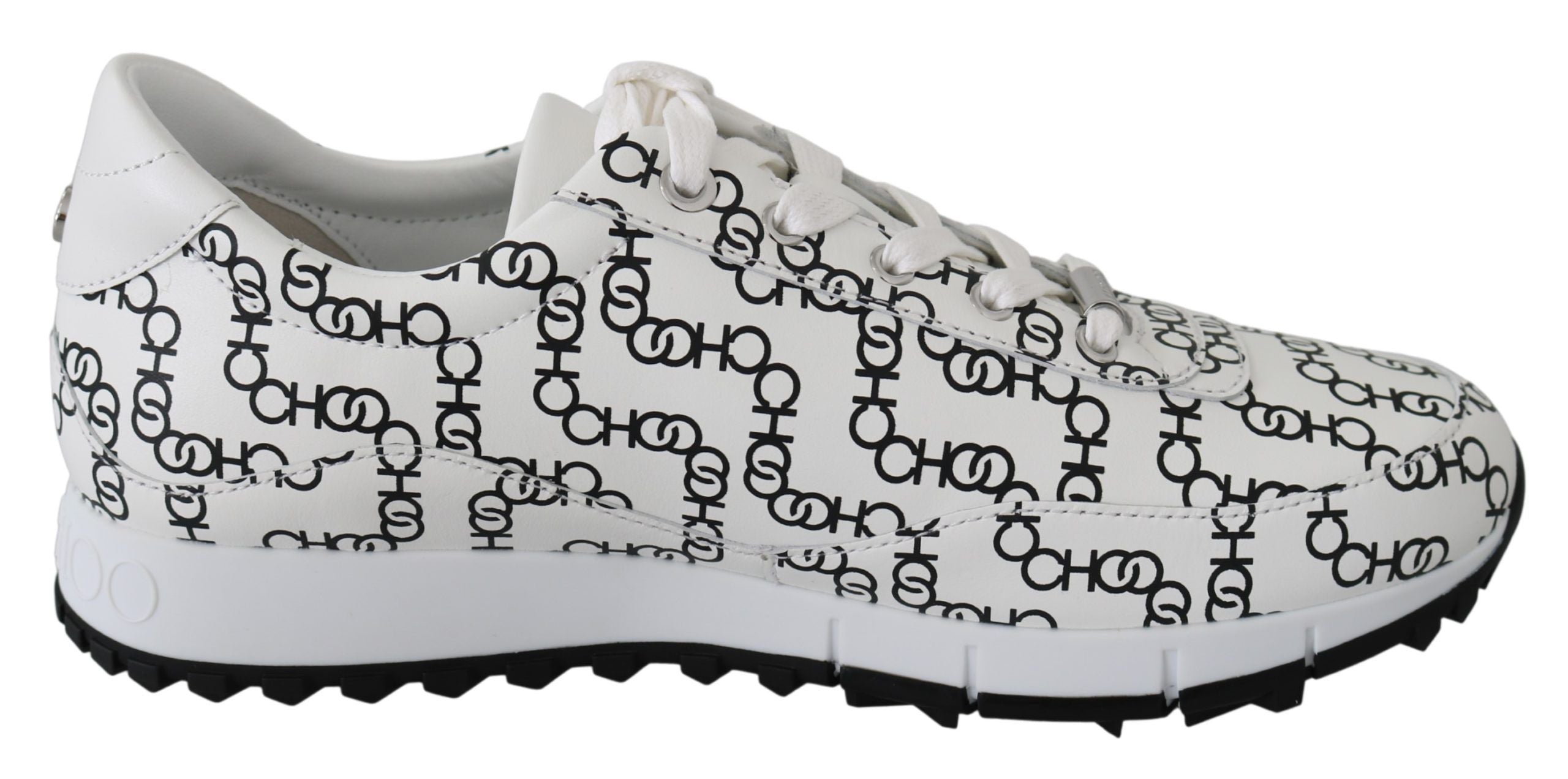Jimmy Choo White and Black Leather Monza Women's Sneakers