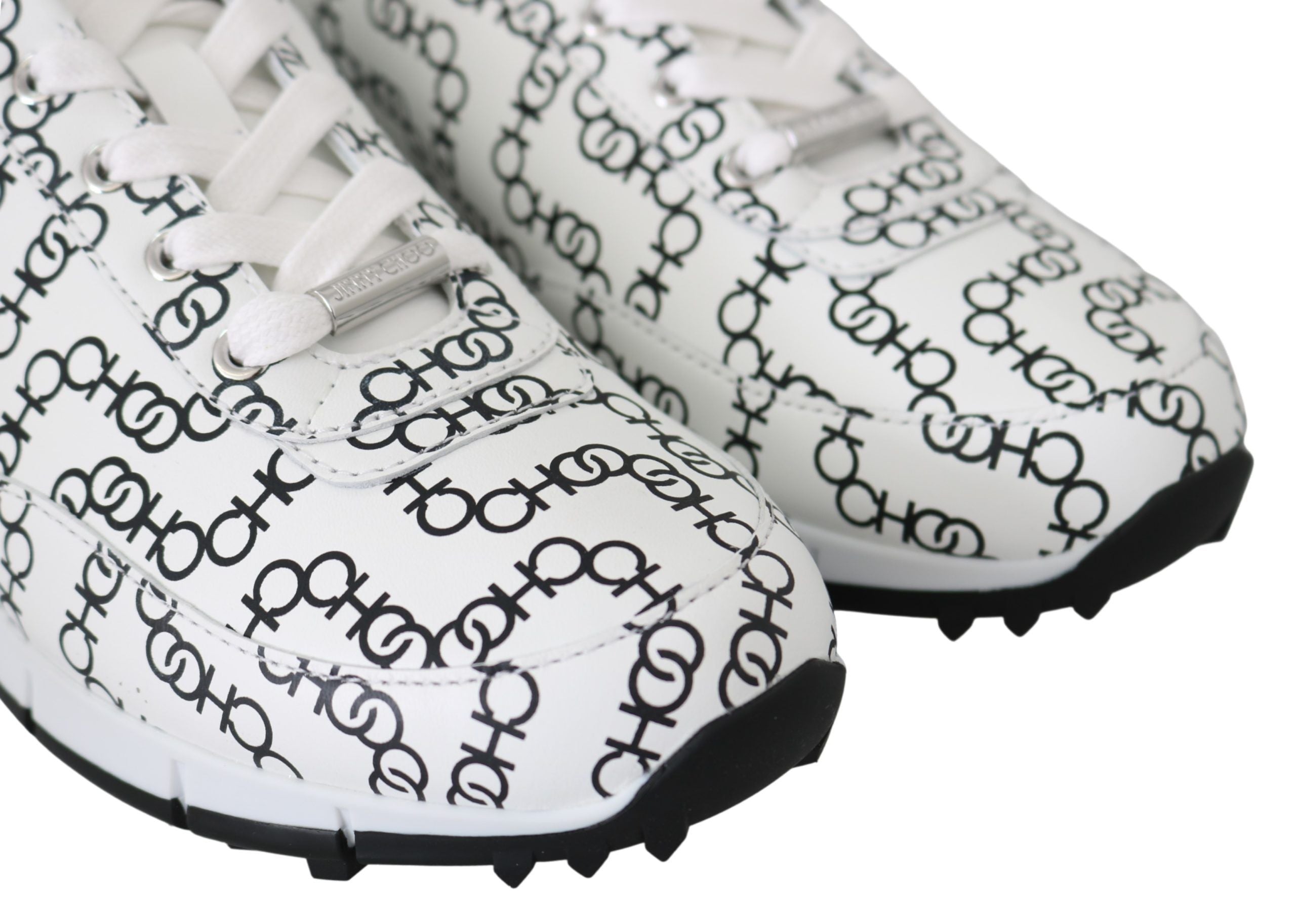 Jimmy Choo White and Black Leather Monza Women's Sneakers