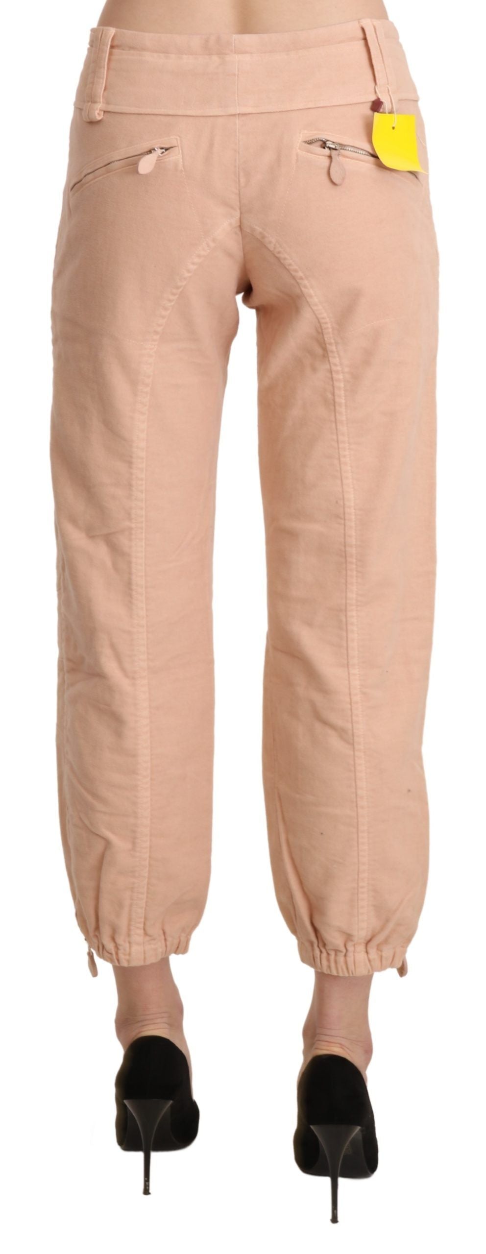 Ermanno Scervino Beige Mid Waist Cropped Cotton Trouser Women's Pants