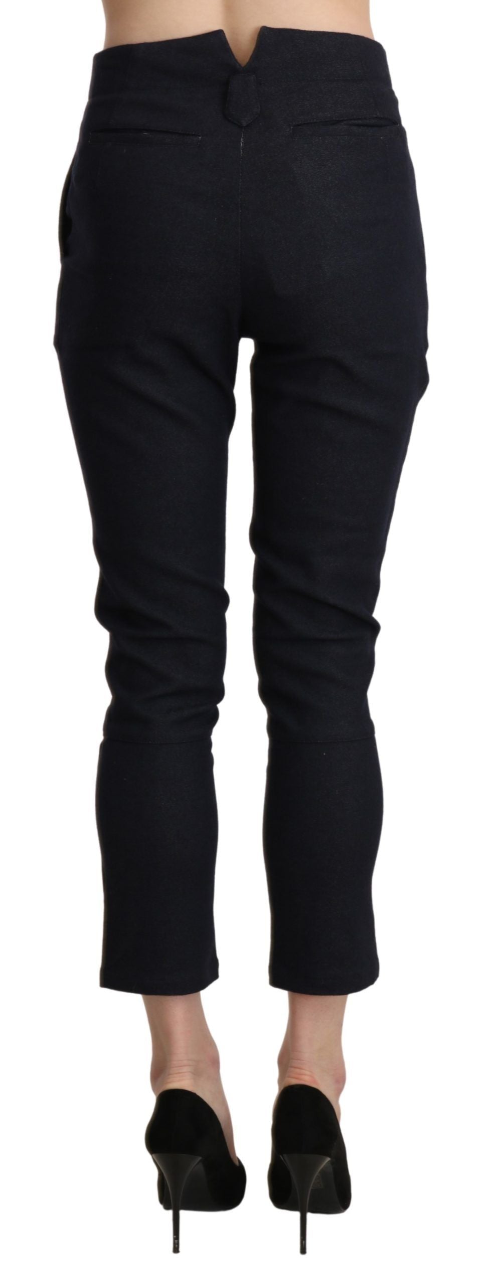 Ermanno Scervino Black High Waist Capri Cropped Cotton Women's Pants