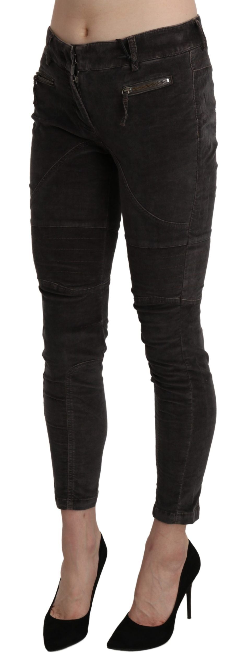 Ermanno Scervino Brown Velvet Capri Cropped Cotton Women's Pants