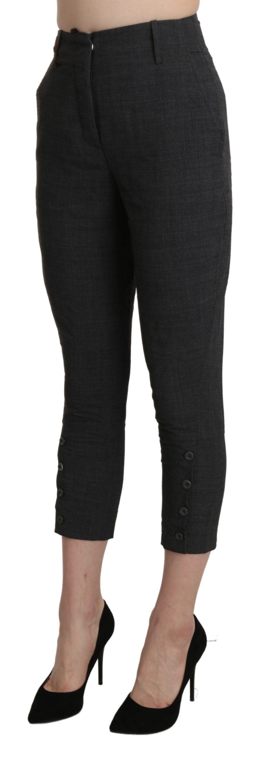 Ermanno Scervino Gray High Waist Capri Cropped Cotton Women's Pants