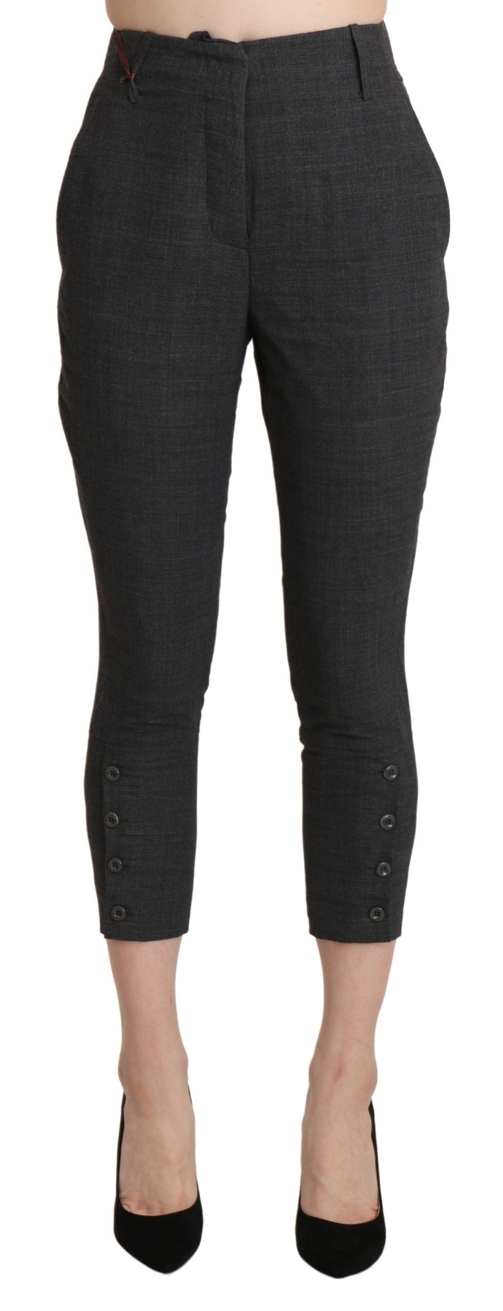 Ermanno Scervino Gray High Waist Capri Cropped Cotton Women's Pants