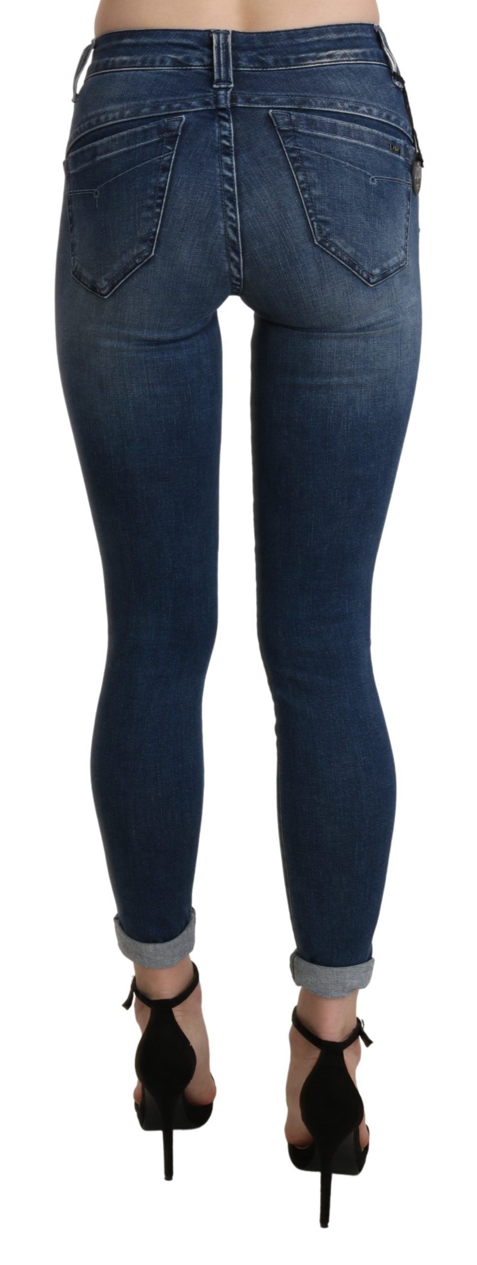 Ermanno Scervino Blue Washed High Waist Skinny Cropped Cotton Women's Jeans
