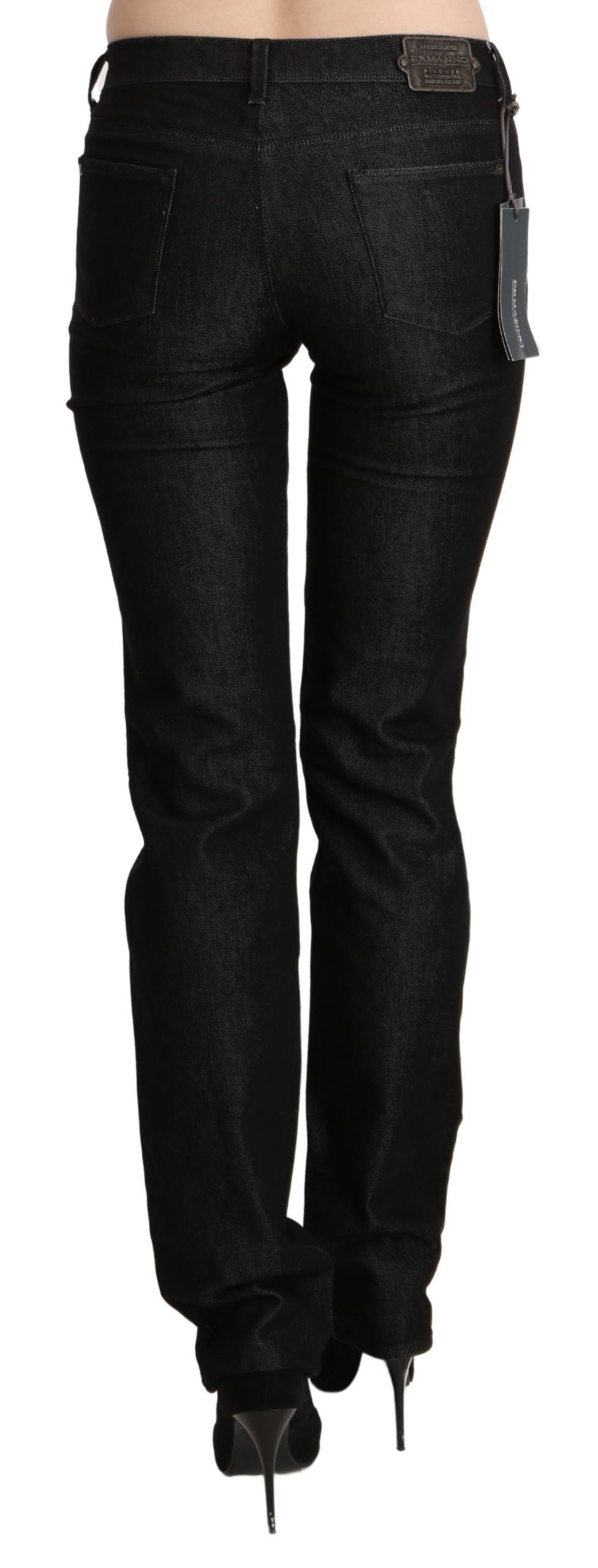 Ermanno Scervino Black Mid Waist Skinny Slim Denim Women's Trouser