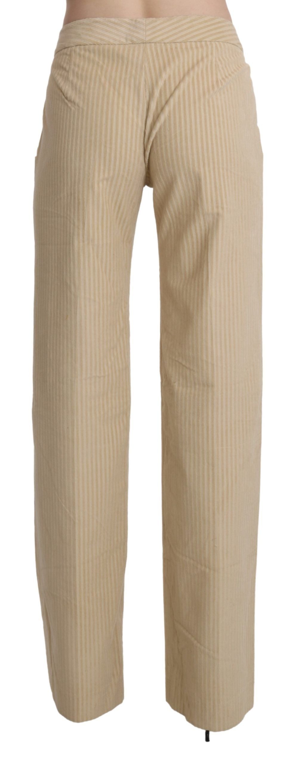Ermanno Scervino Beige High Waist Flared Wide Leg Trouser Women's Pants