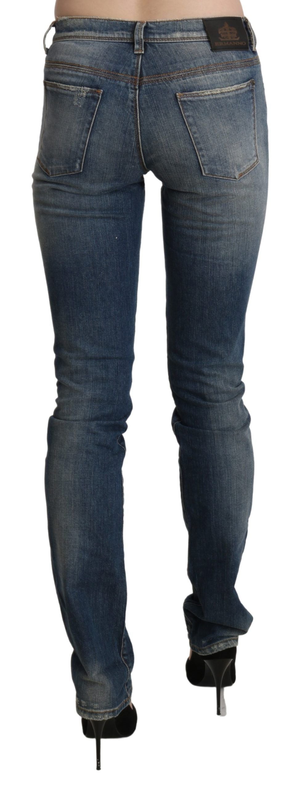 Ermanno Scervino Blue Washed Mid Waist Skinny Denim Women's Jeans