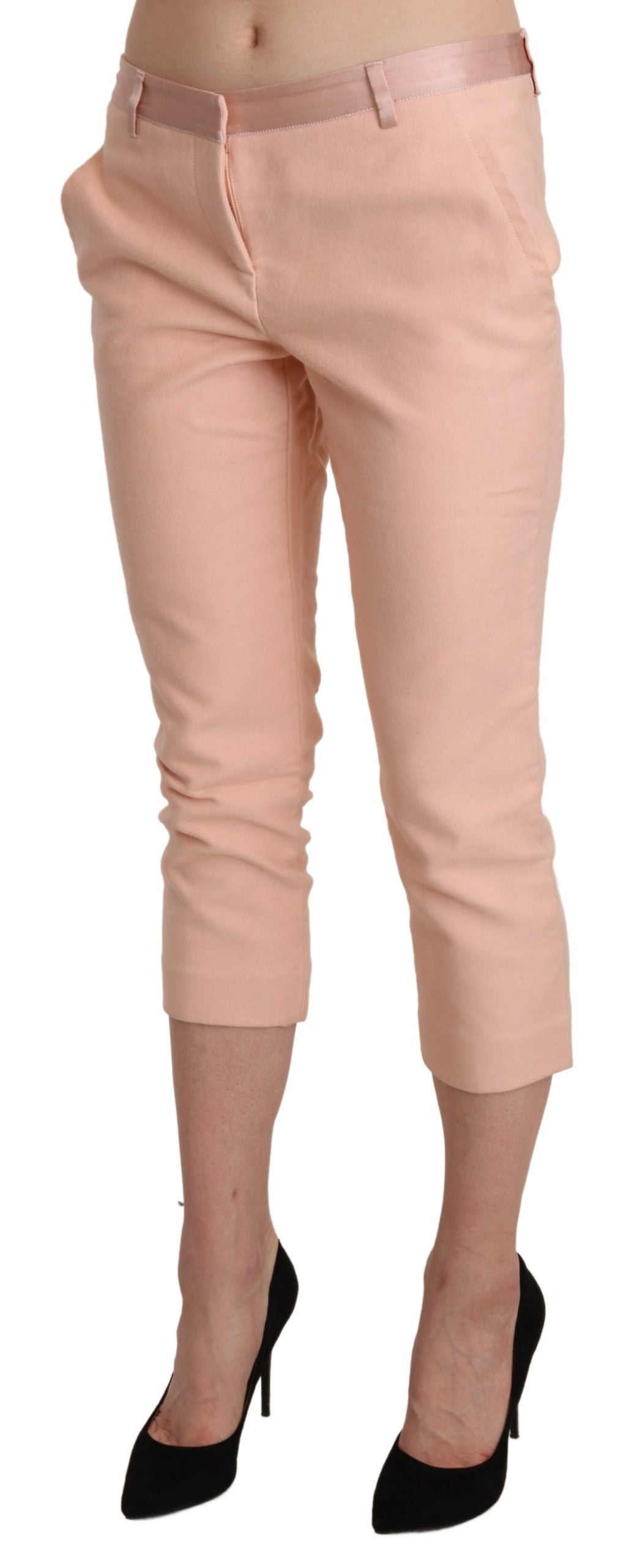 Ermanno Scervino Pink Low Waist Skinny Cropped Capri Women's Pants