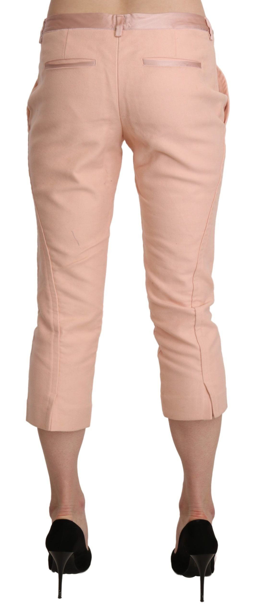 Ermanno Scervino Pink Low Waist Skinny Cropped Capri Women's Pants