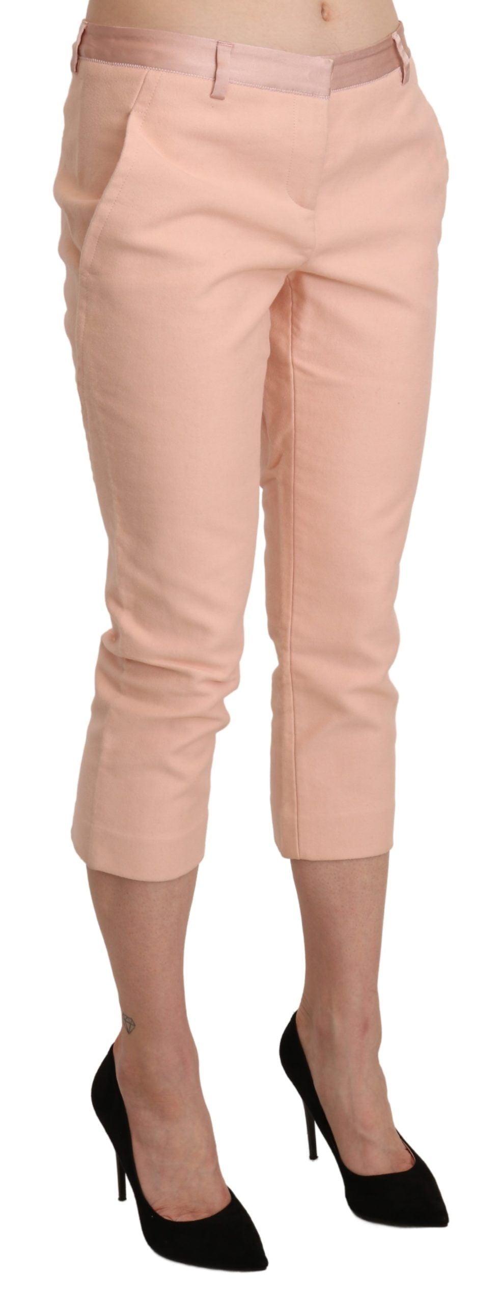 Ermanno Scervino Pink Low Waist Skinny Cropped Capri Women's Pants