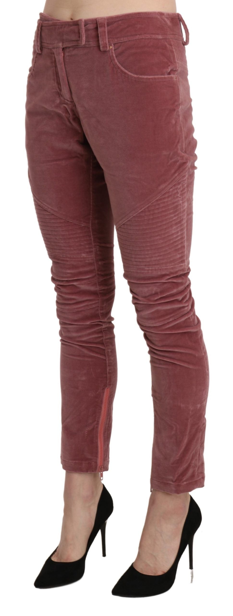 Ermanno Scervino Red Mid Waist Skinny Cotton Women's Pants