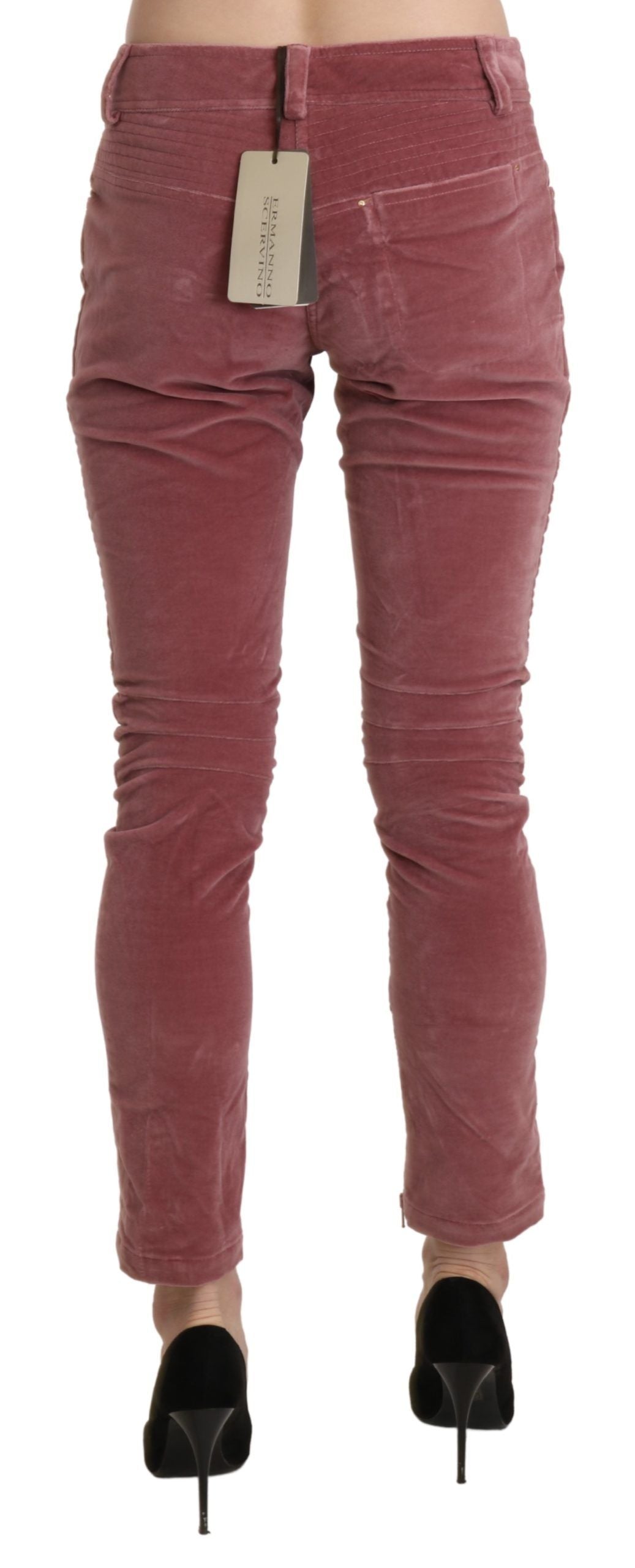 Ermanno Scervino Red Mid Waist Skinny Cotton Women's Pants