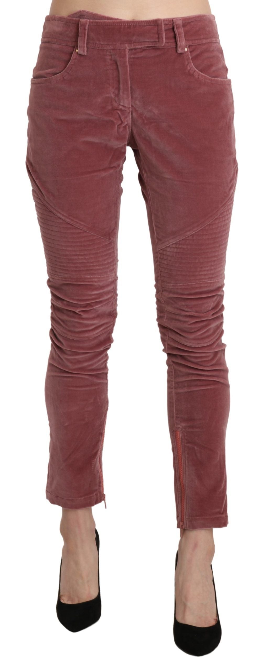 Ermanno Scervino Chic Red Mid Waist Skinny Women's Trousers