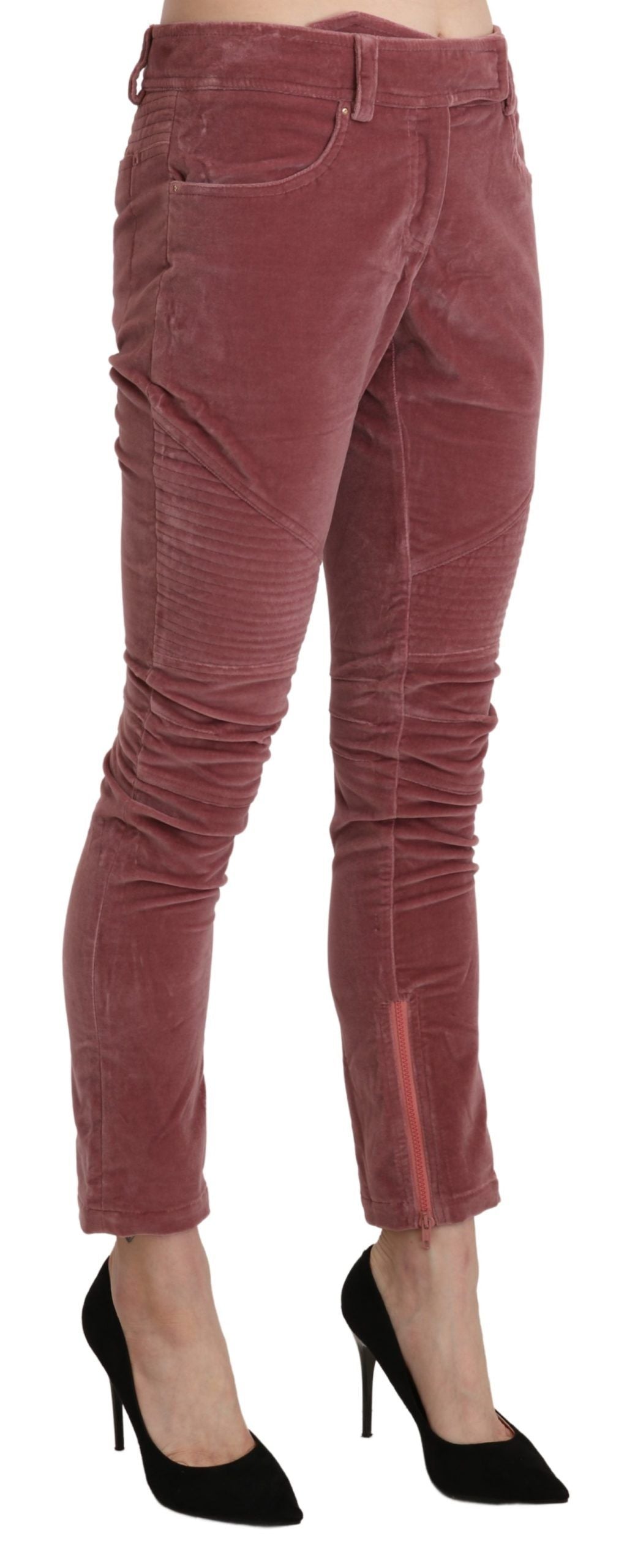 Ermanno Scervino Chic Red Mid Waist Skinny Women's Trousers