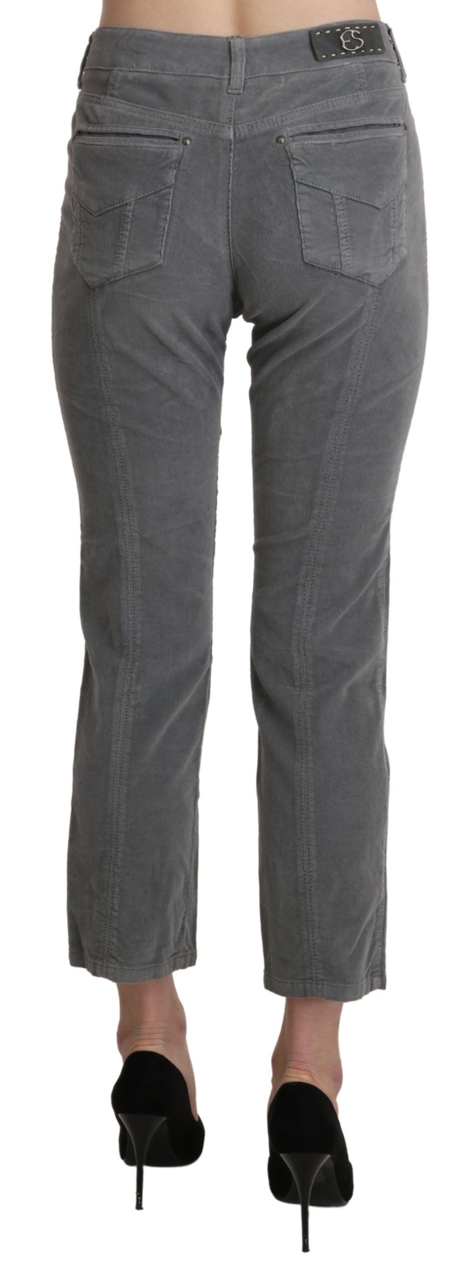 Ermanno Scervino Gray Cropped Cotton Stretch Trouser Women's Pants