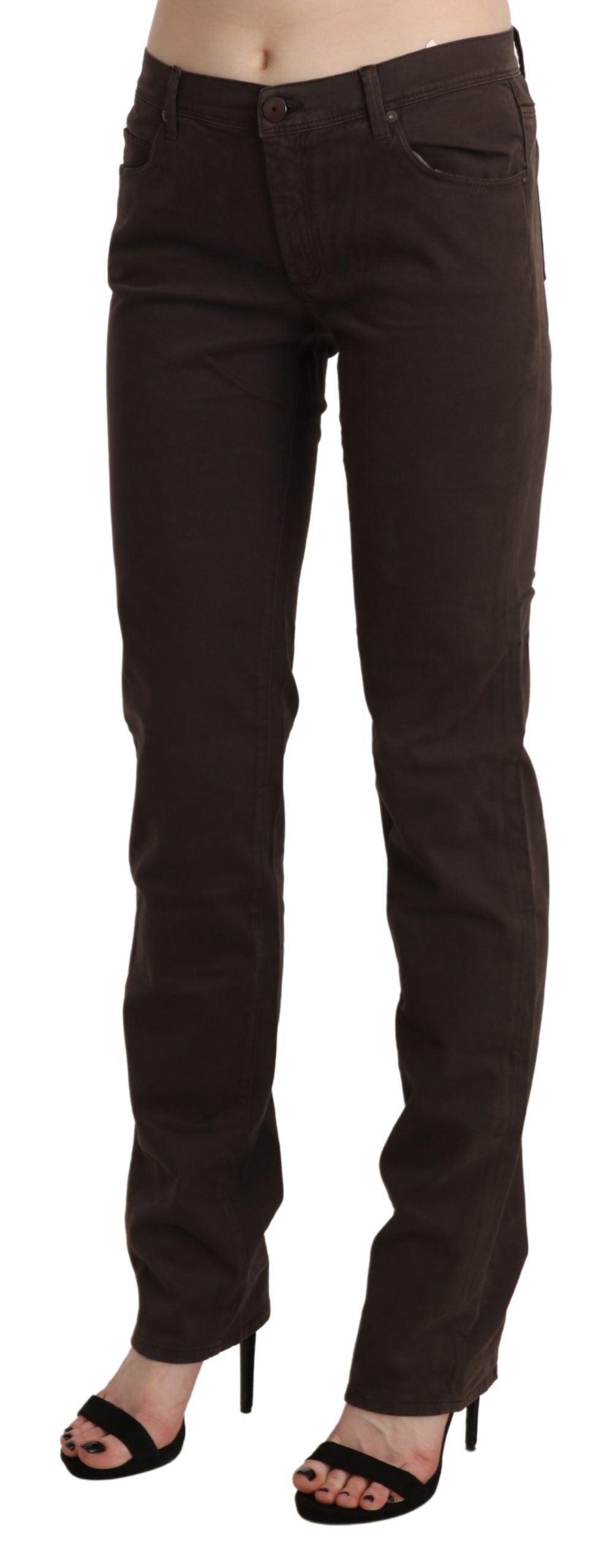 Ermanno Scervino Brown Mid Waist Skinny Slim Trouser Cotton Women's Jeans