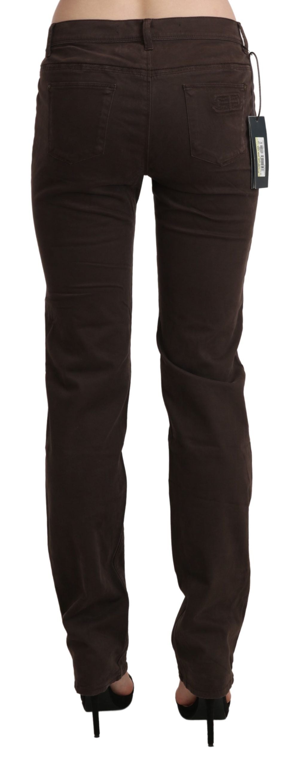 Ermanno Scervino Brown Mid Waist Skinny Slim Trouser Cotton Women's Jeans
