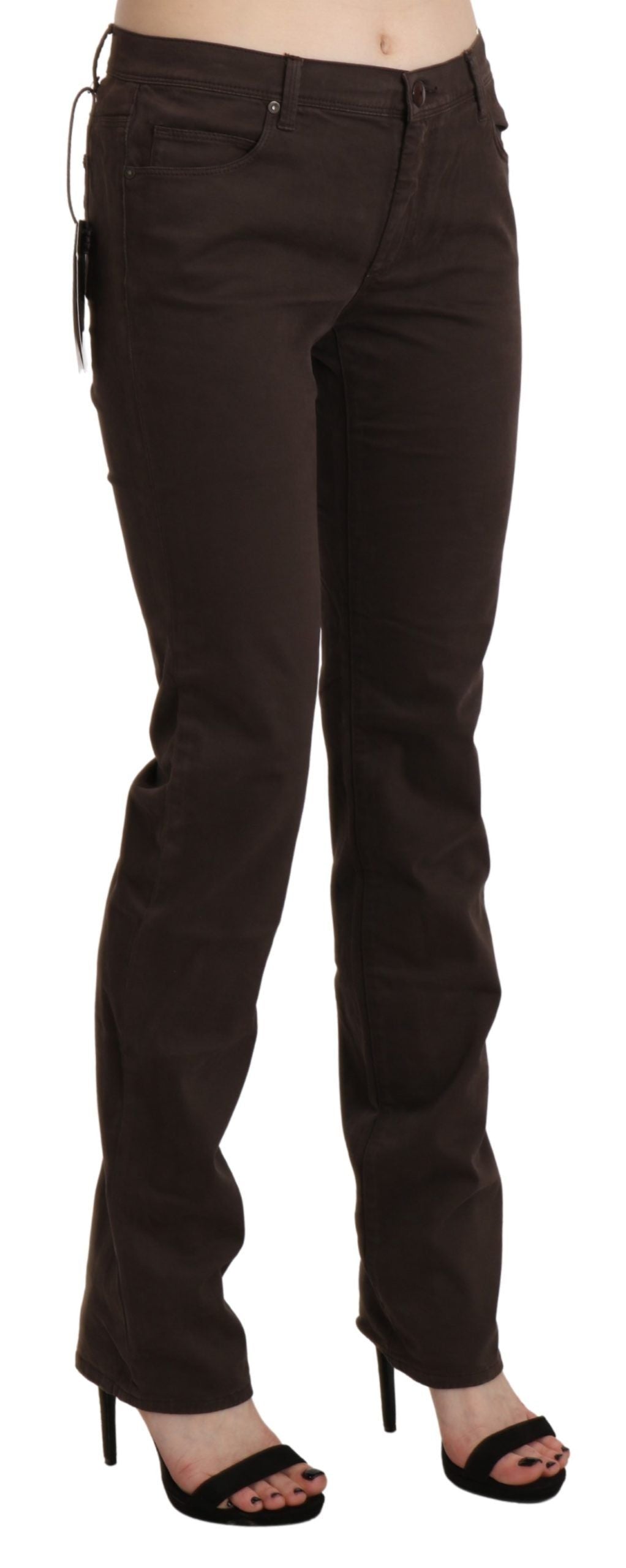 Ermanno Scervino Brown Mid Waist Skinny Slim Trouser Cotton Women's Jeans