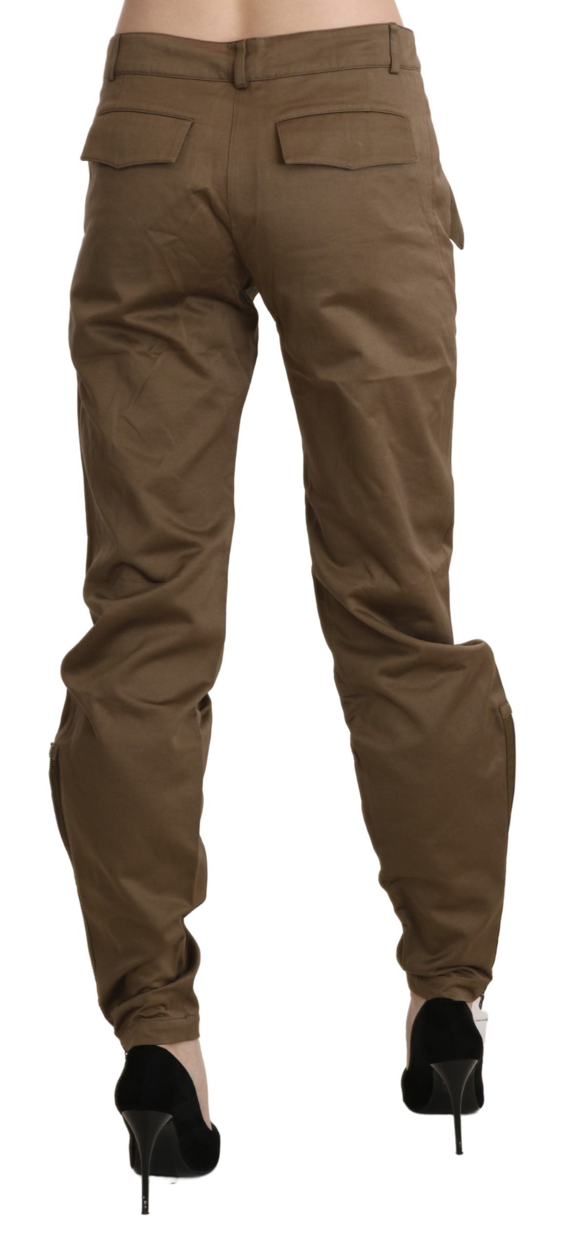 Ermanno Scervino Brown Mid Waist Straight Cotton Women's Pants
