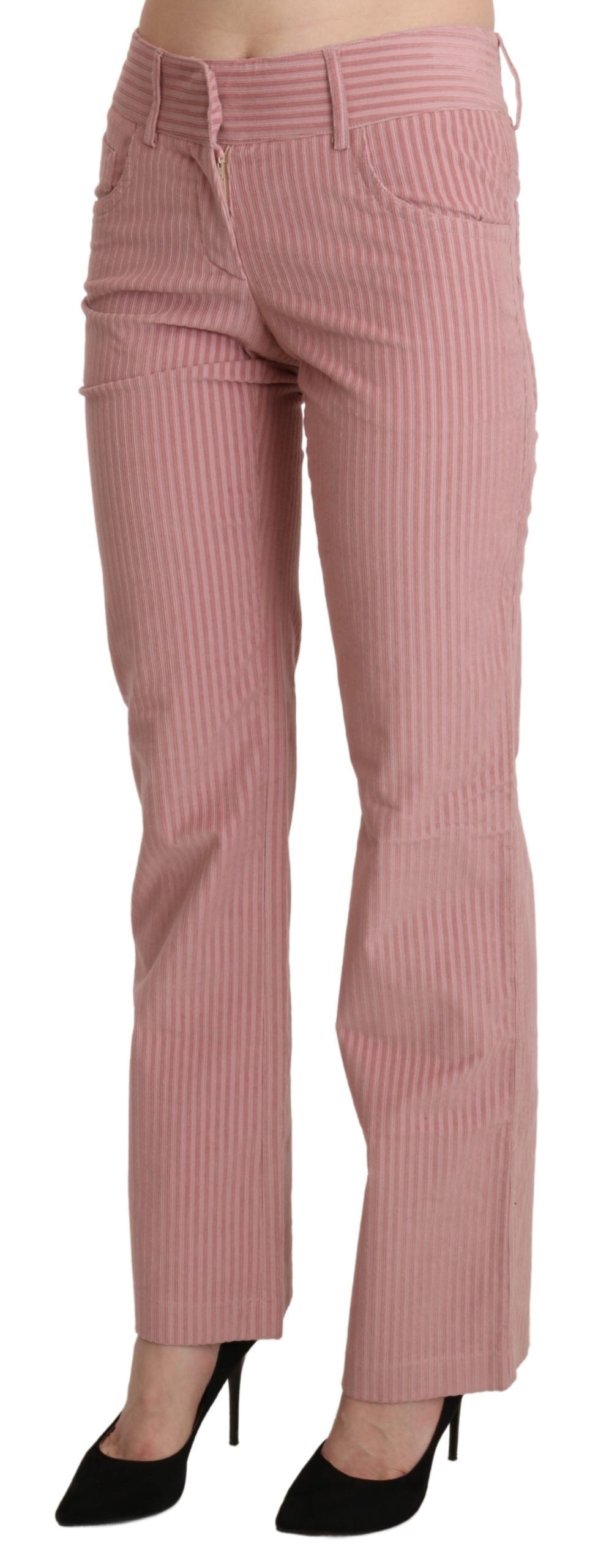 Ermanno Scervino Pink Mid Waist Straight Trouser Cotton Women's Pants