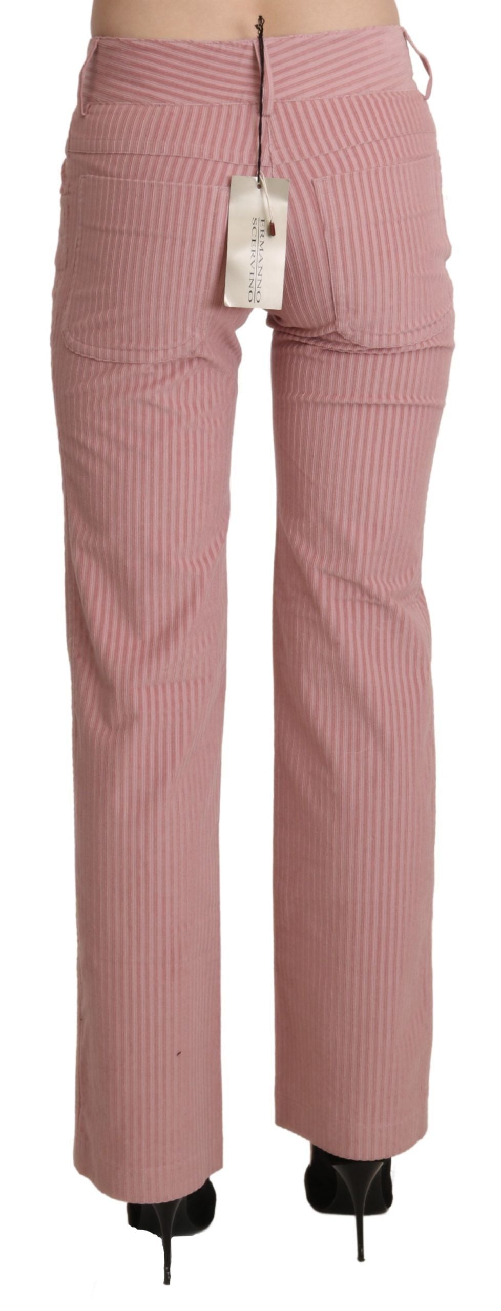 Ermanno Scervino Pink Mid Waist Straight Trouser Cotton Women's Pants