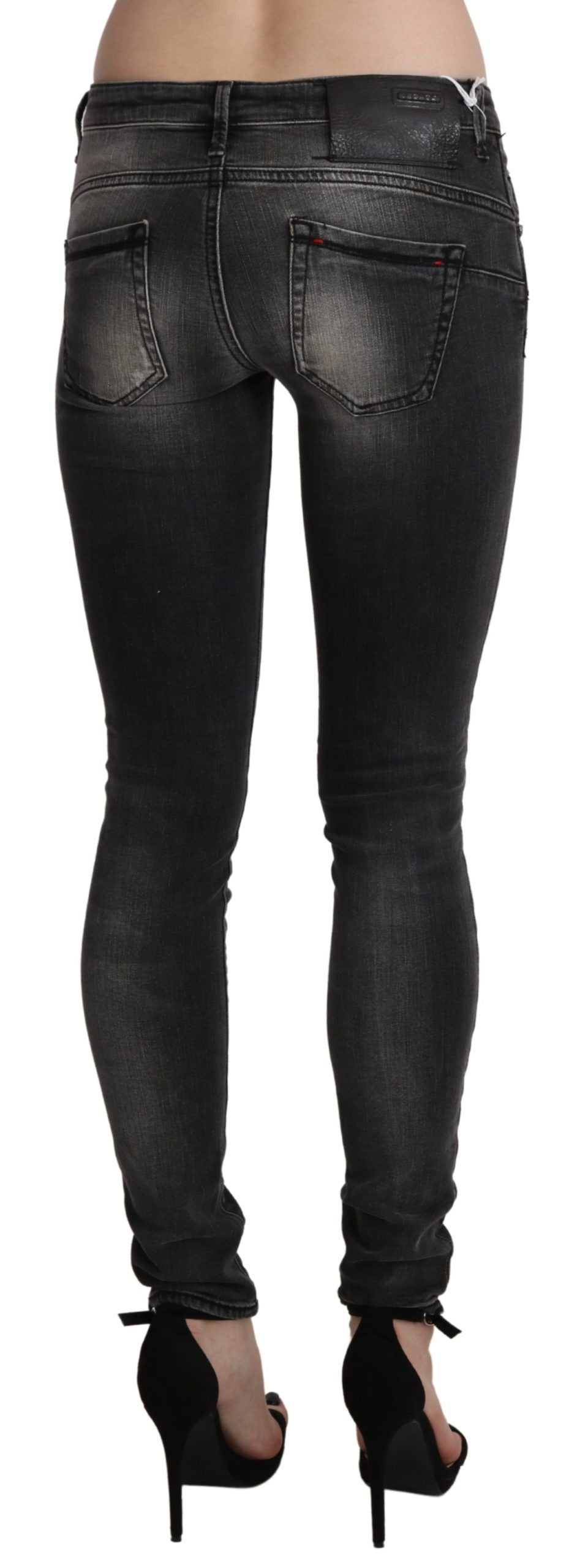 Acht Black Gray Washed Skinny Trouser Cotton Women's Jeans