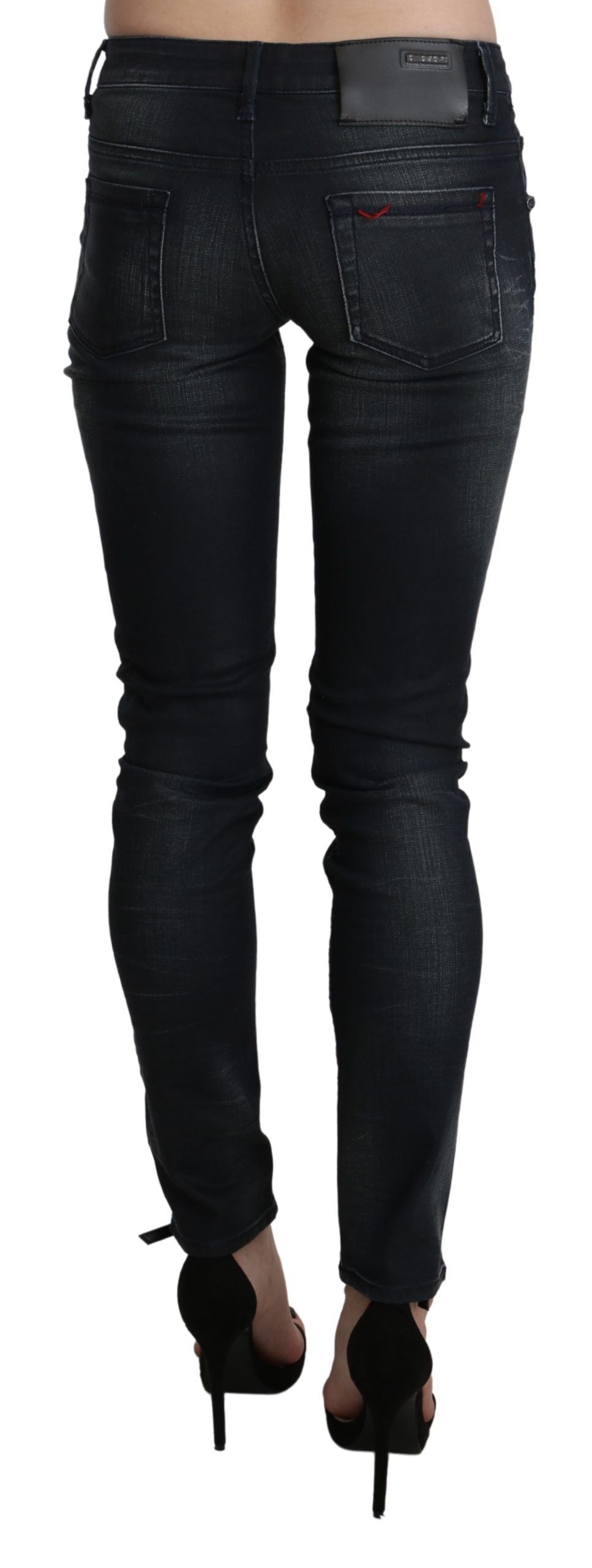 Acht Black Washed Low Waist Skinny Denim Women's Trouser