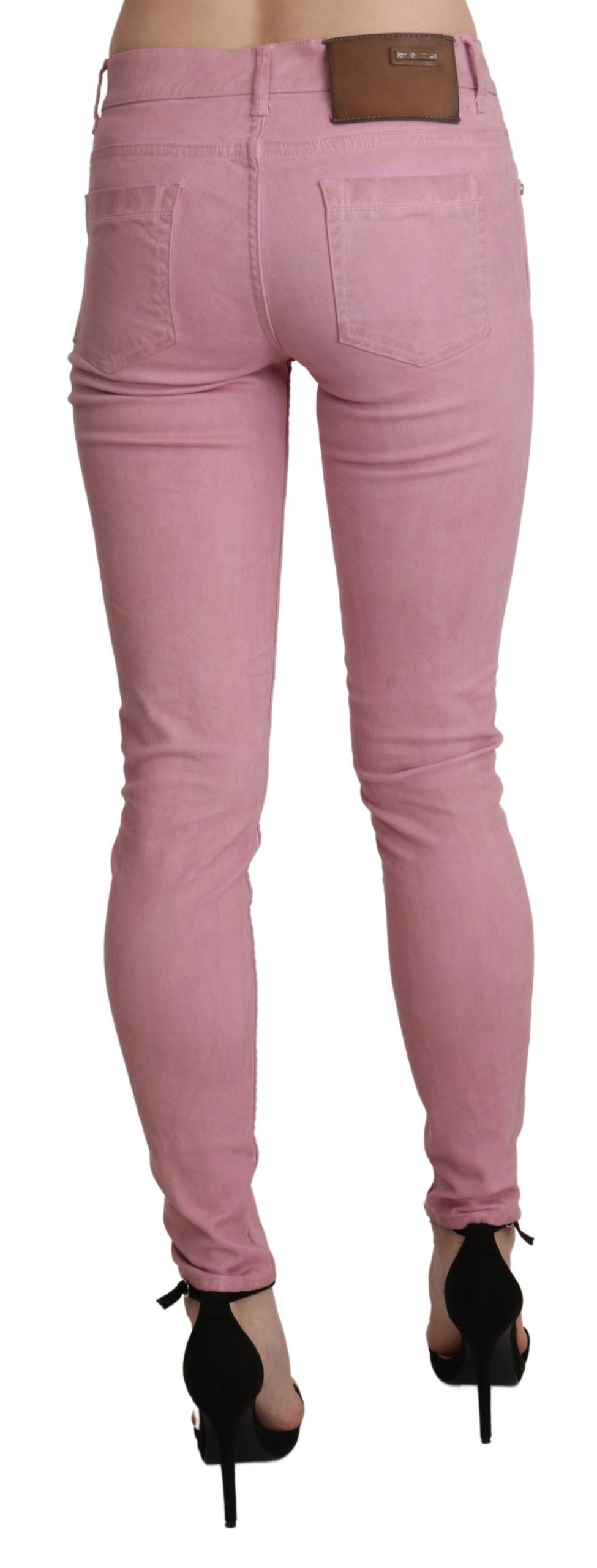 Acht Pink Mid Waist Skinny Stretch Denim Women's Pant